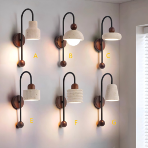 Stone and Wood Wall Lamp